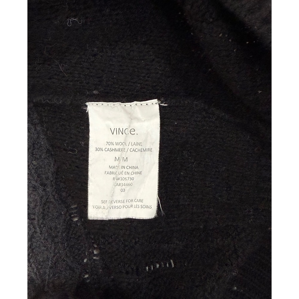 Vince Wool Cashmere Ombre Knit Sweater Women's M Black Grey White Cable Knit - Picture 6 of 7